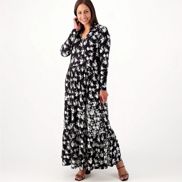Tolani Collection Black White Floral Vivian Maxi Dress Women’s Size L NWT - Picture 1 of 9